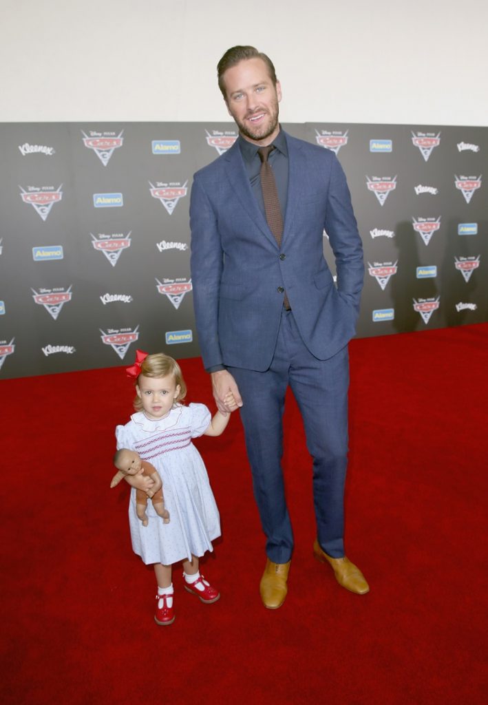 ANAHEIM, CA - JUNE 10: Harper Hammer (L) and actor Armie Hammer pose at the World Premiere of Disney/Pixars Cars 3" at the Anaheim Convention Center on June 10, 2017 in Anaheim, California. (Photo by Jesse Grant/Getty Images for Disney) *** Local Caption *** Armie Hammer;Harper Hammer