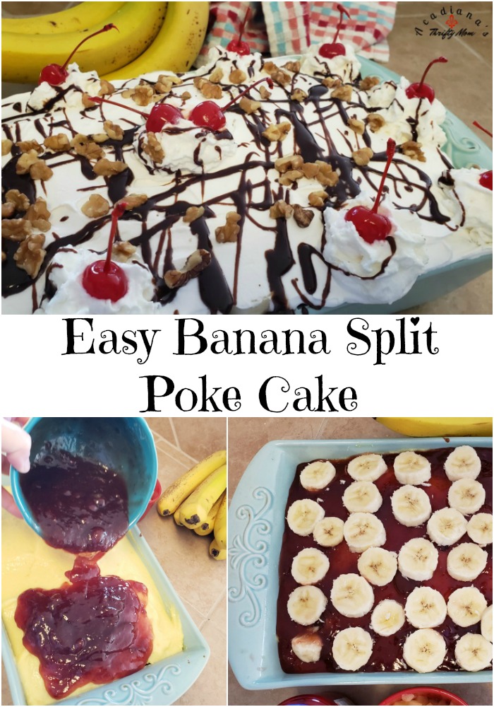 Easy Banana Split Poke Cake