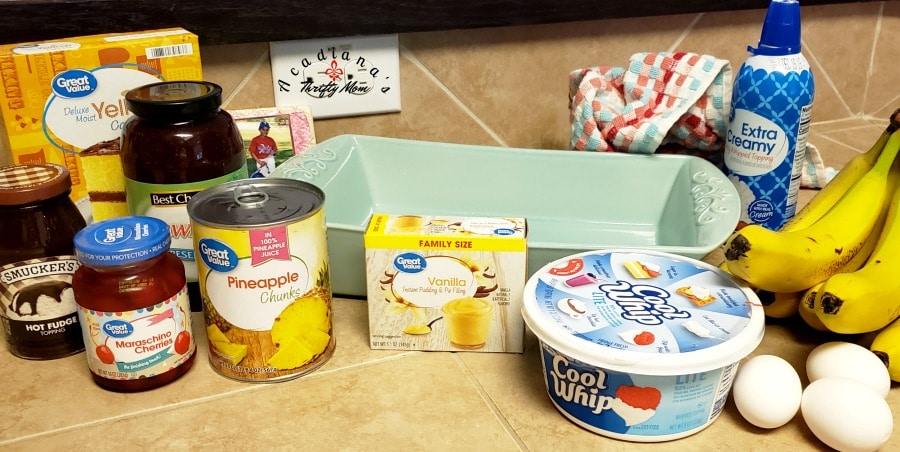 Easy Banana Split Poke Cake