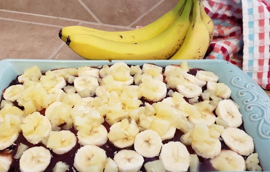 Easy Banana Split Poke Cake