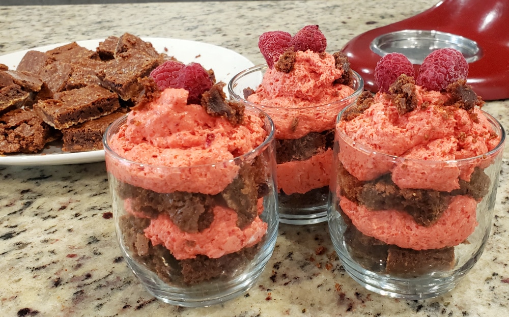 Easy Brownie Trifle with Raspberry Mousse